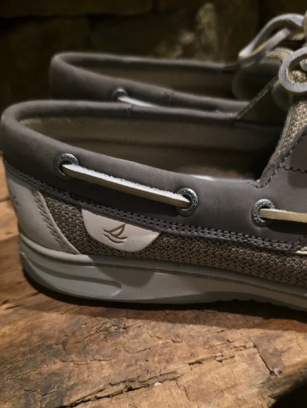 Sperry Men’s Gray and Cream Leather Boat Shoes
